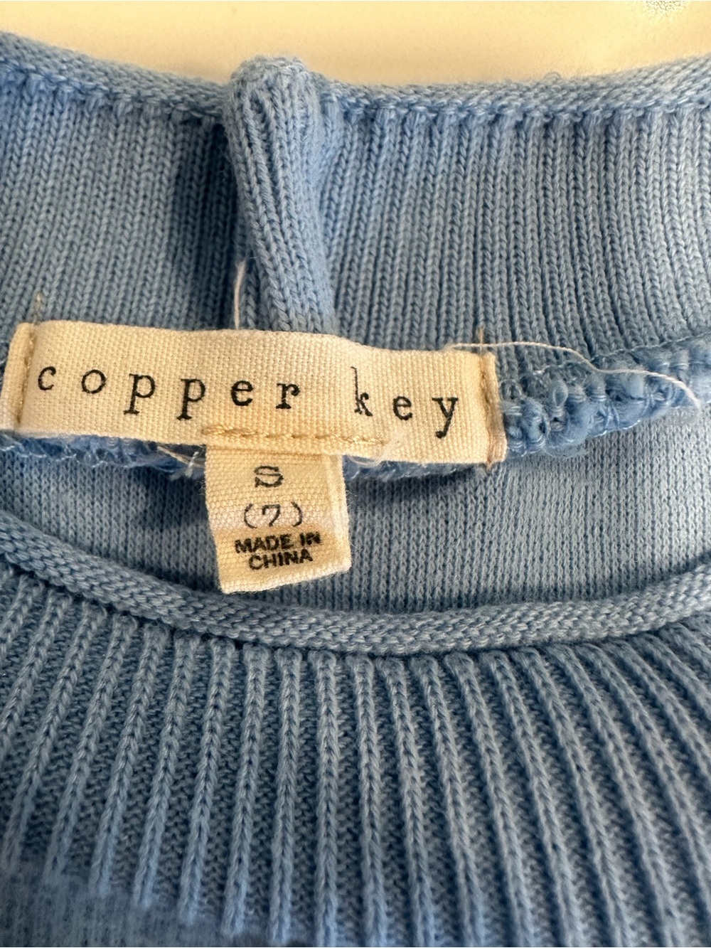 Copper Key Light Blue Ribbed Knit Top for Kids